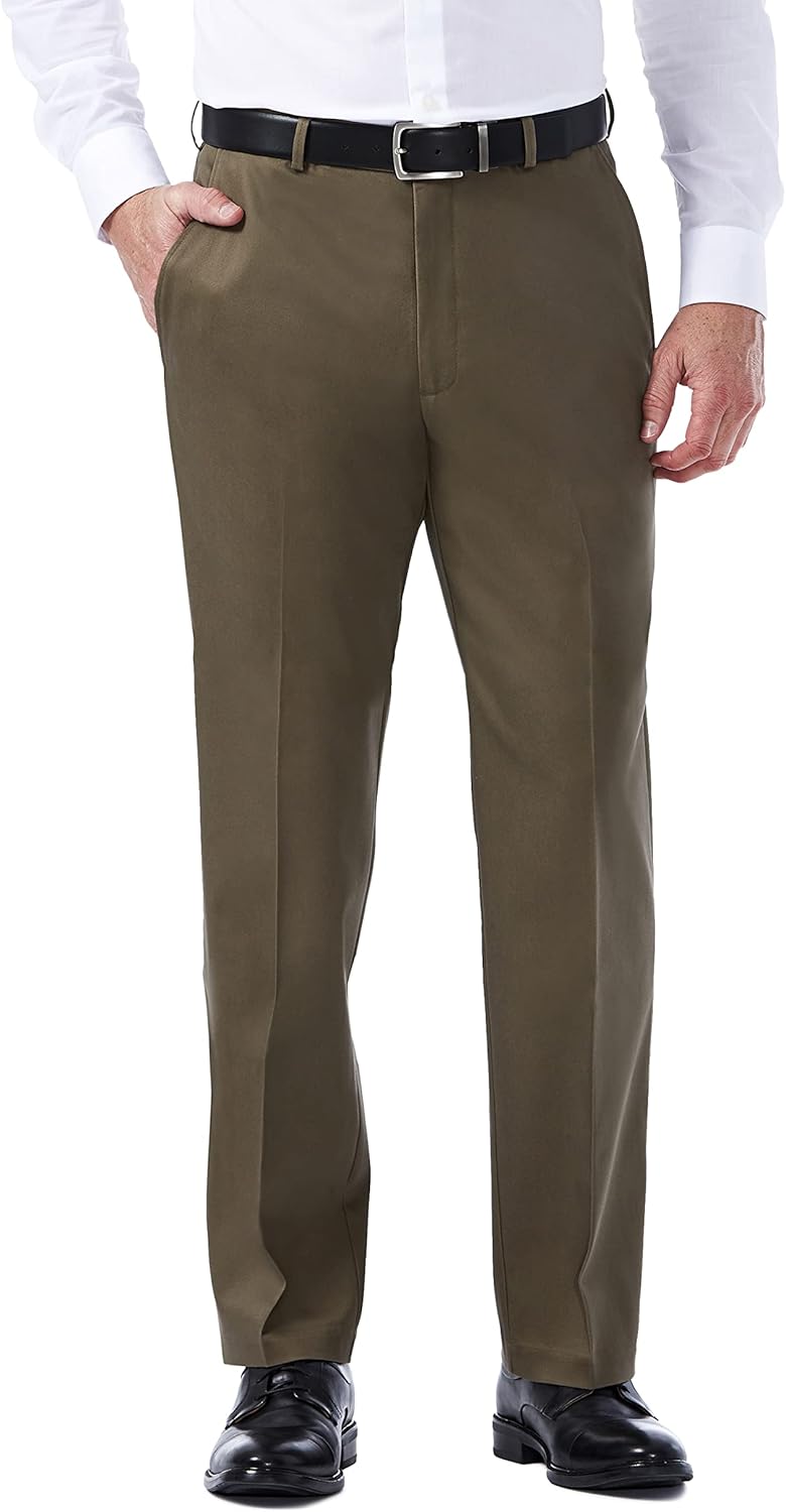 61jr9wLz8L._AC_SL1500_.jpg Men's Premium No Iron Khaki Classic Fit Expandable Waist Flat Front Pant (Regular and Big & Tall Sizes) - Image 1