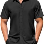 Men's Casual Dress Shirts Short Sleeve Wrinkle Free Casual Button Down Shirts