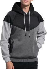 Men's Midweight Fleece Pullover Hoodies Casual Color Block Hooded Sweatshirt with Pockets - Image 2