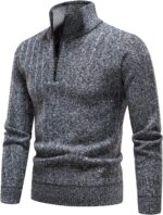 Quarter Zip Sweater Men's Pullover Sweaters Knit Long Sleeve Sweater Mens