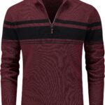 Men's Sweaters 1/4 Zip Cotton Sweater Pullover  Sweaters Striped Fall Winter Warm Sweatshirts