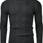 Mens Sweater Crewneck Sweaters for Men Dress Sweater Cable Knit Sweater Lightweight Mens Pullover Sweater